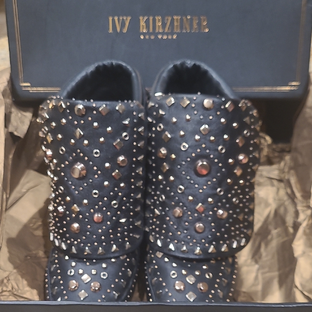 Ivy Kirzhner Black Boots with Gold Studs